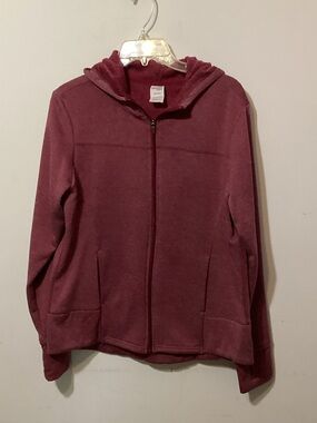 Danskin Now women’s full-zip hoodie in a heathered raspberry/plum Size L-12-14